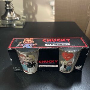 Chucky Glassware Shot Glass Set - Black & Red Packaging